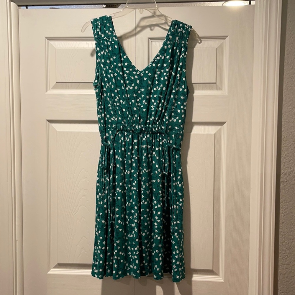 Forest Green Dress with White Flowers